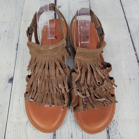 AMERICAN EAGLE | fringe braided boho gladiator sandals - Picture 2 of 10